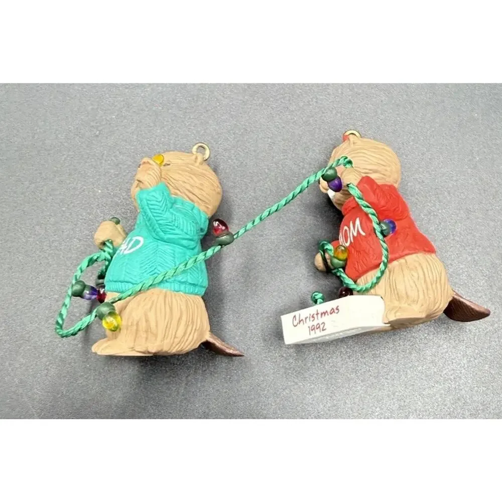 1992 Hallmark Cards Mom & Dad Little Beaver Cute Christmas Ornament LO17